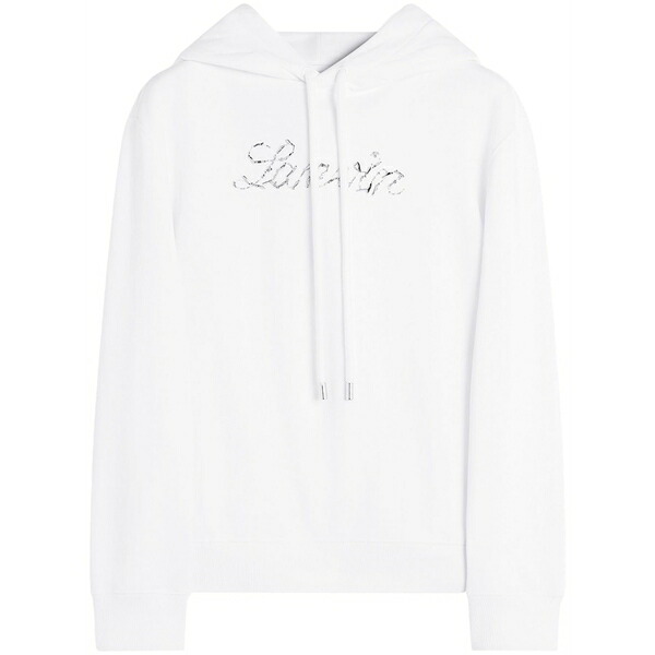 ランバン レディース パーカー・スウェットシャツ アウター Sequinned-logo hoodie White