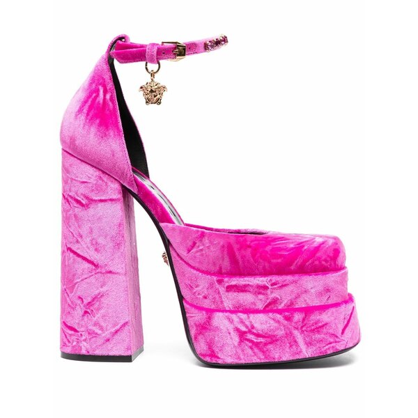 ヴェルサーチ レディース パンプス シューズ Medusa-charm velvet pumps Pink｜asty