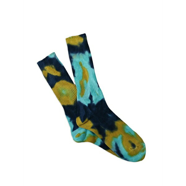 アノニマス 哲学 メンズ ソックス アンダー御召しもの Tie dye crew socks Blue