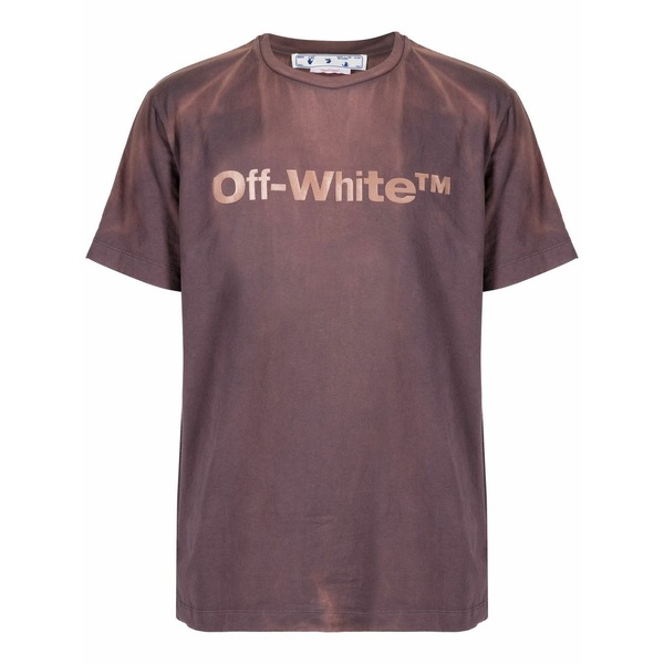 象牙色 メンズ プルオーバー トップス Logo print bleached t-shirt Purple