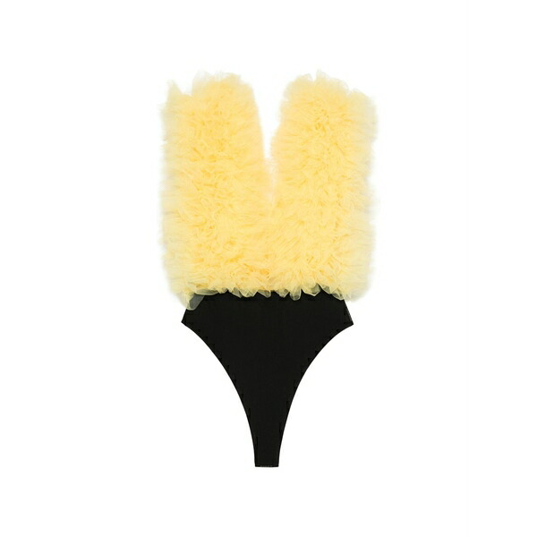 アルケミー レディース カットソー トップス Ruffled tulle-panel bodysuit Yellow