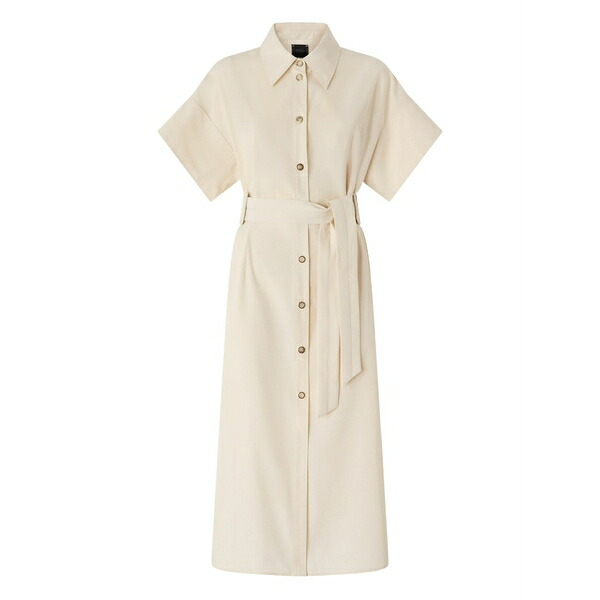 ピンコ レディース ワンピース トップス Midi button belted shirt dress Neutrals|asty
