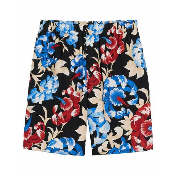 意中の女 メンズ 心地よいズボン下 ボトムス Floral-print elasticated-waist shorts Black