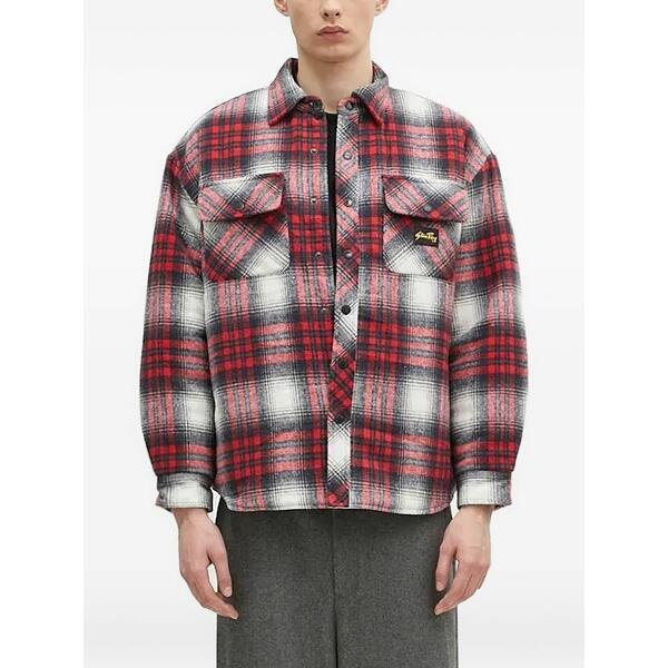 スタンレイ メンズ 上衣＆上衣 アウター Plaid shirt jacket Red