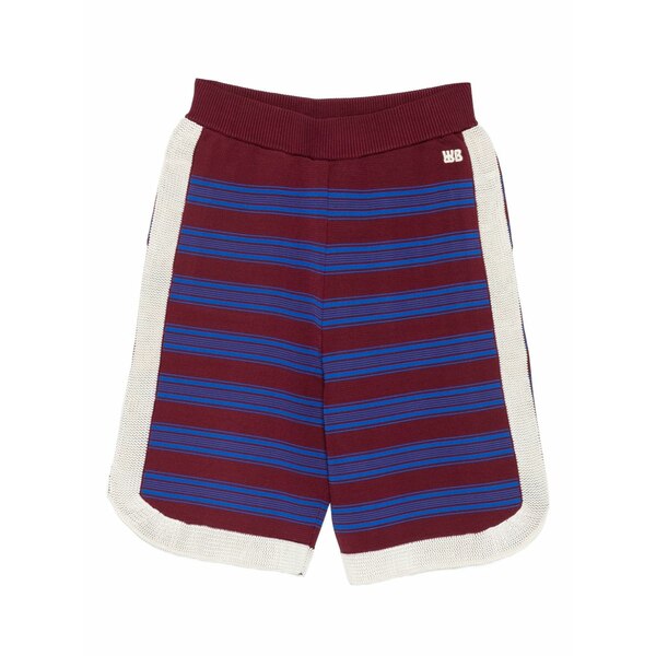 ウェールズ ボナー レディース 心地よいズボン下 ボトムス Striped knitted shorts Red