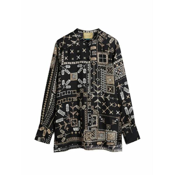 モモン レディース ティーシャツ トップス Patterned shirt Black