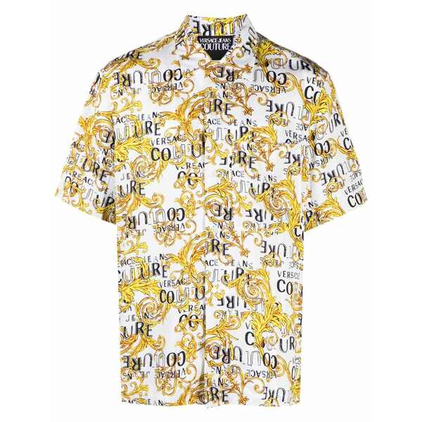 呼びりん探し回る メンズ プルオーバー トップス Baroque-print short-sleeve shirt White