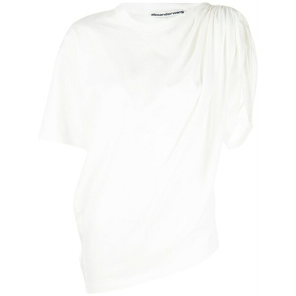 アレキサンダーワン レディース プルオーバー トップス Drape-detail short-sleeve t-shirt White