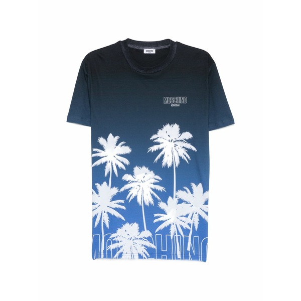 モスキーノ メンズ ティーシャツ トップス Palm-print ombr￡ t-shirt Blue