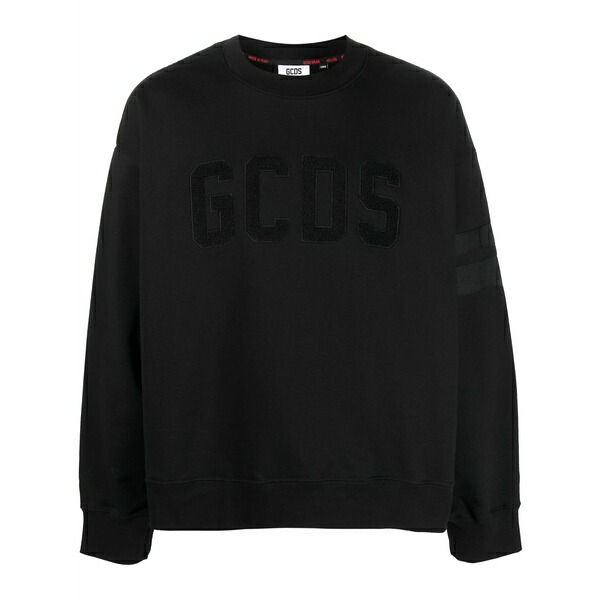 ジーシーディーエス メンズ パーカー・スウェットシャツ アウター Flocked-logo cotton sweatshirt Black
