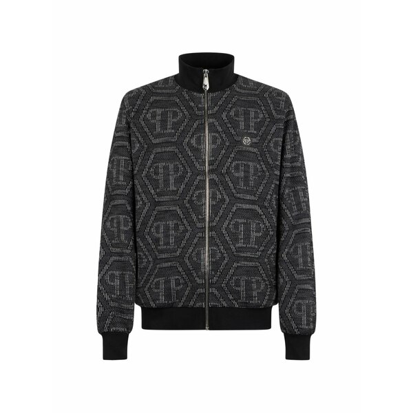 フィリッププレイン メンズ ジャケット＆ブルゾン アウター Monogram-jacquard tracksuit jacket Grey｜asty