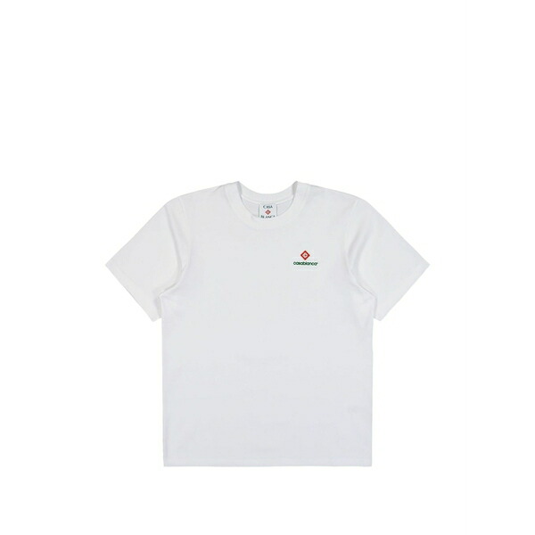 カサブランカ メンズ プルオーバー トップス Logo-print cotton t-shirt White
