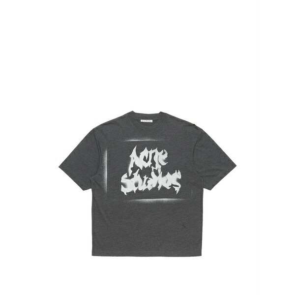 アクネ ストゥディオズ メンズ ティーシャツ トップス Logo-print distressed t-shirt Grey