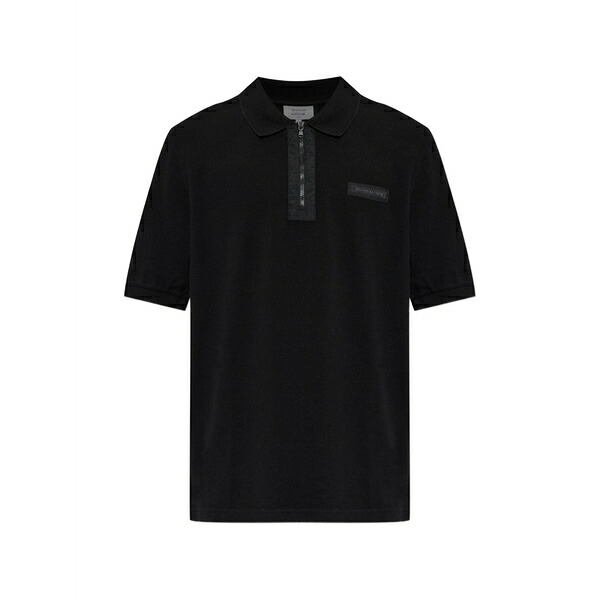 棲み家 稲荷 メンズ スポーツシャツ トップス Zip-fastening logo-patch polo shirt Black