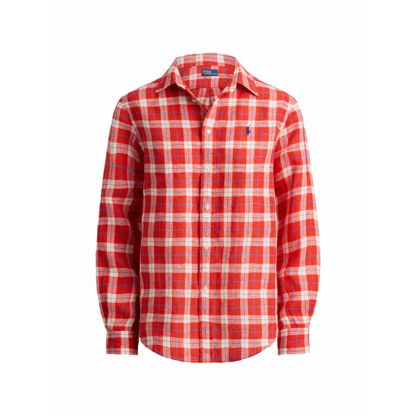 ラルフローレン レディース プルオーバー トップス Check-print logo-embroidered shirt Red
