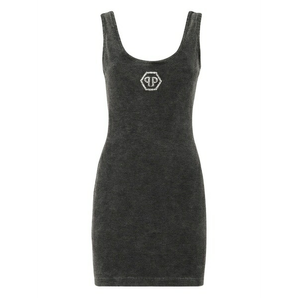 フィリップ飾り気の無い レディース 衣裳 トップス Hexagon ribbed-knit tank mini dress Grey