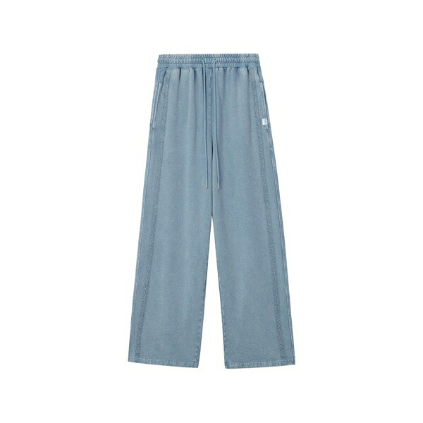 ミニ皮膚軟化剤 レディース 心地好いズボン下 ボトムス Lace-trim drawstring trousers Blue