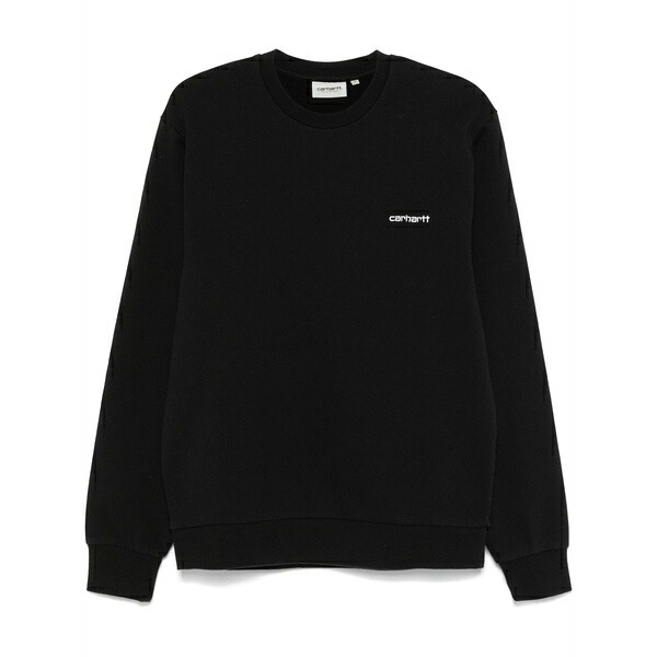 鉄道車両ハート型 メンズ パーカー・スウェットシャツ アウター Script embroidery sweatshirt Black