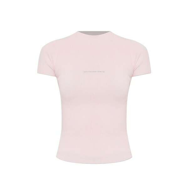 アレキサンダーワン レディース プルオーバー トップス Knit logo baby tee Pink