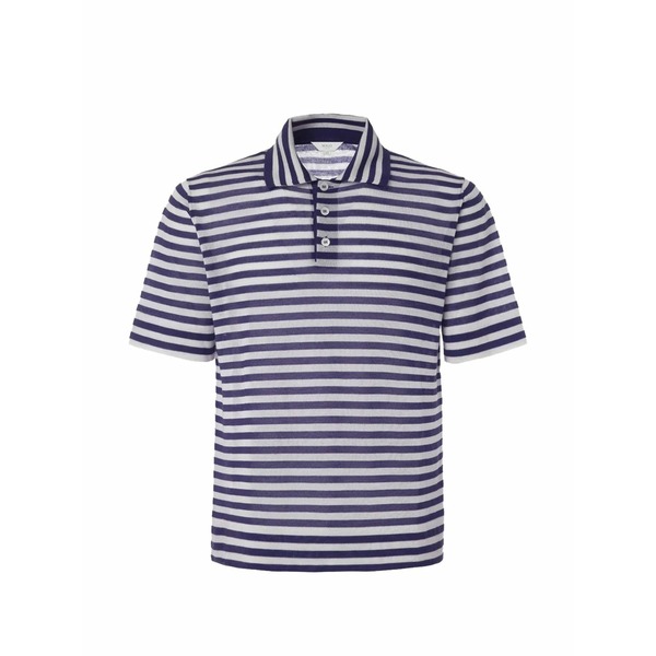 マロ メンズ スポーツシャツ トップス Striped polo shirt Blue