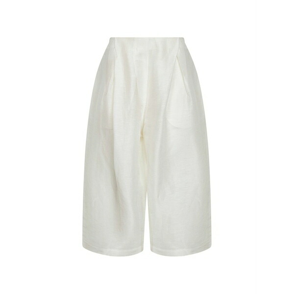 マウリツィオ レディース 心地好いズボン下 ボトムス Pleated wide-leg trousers White