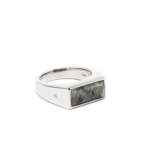 トム白木 メンズ 輪っか 付属物 Larvikite-detail signet ring Silver