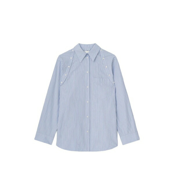 ナヌーシュカ レディース ティーシャツ トップス Button-off-shoulder striped shirt Blue