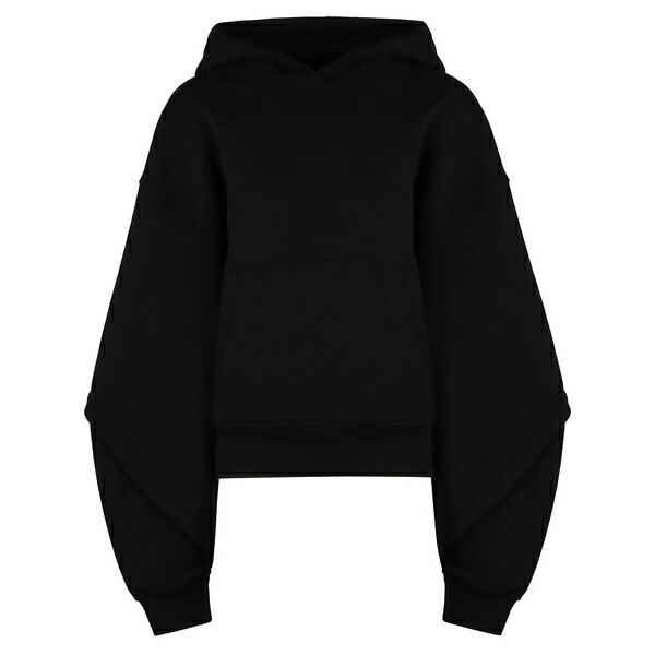 マグラー メンズ パーカー・スウェットシャツ アウター Balloon sleeves drawstring hoodie Black