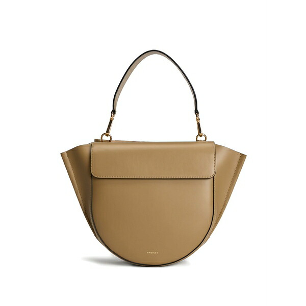 ワンドラー レディース ショルダーバッグ 御徒面子 Curved leather shoulder bag Brown
