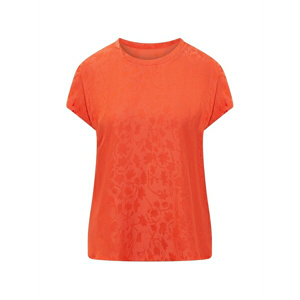 ピンコ レディース プルオーバー トップス Floral-jacquard short-sleeve blouse Orange