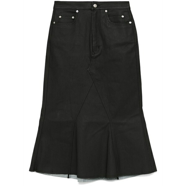 リックオウエンス レディース スコート ボトムス Coated MIDI skirt Black