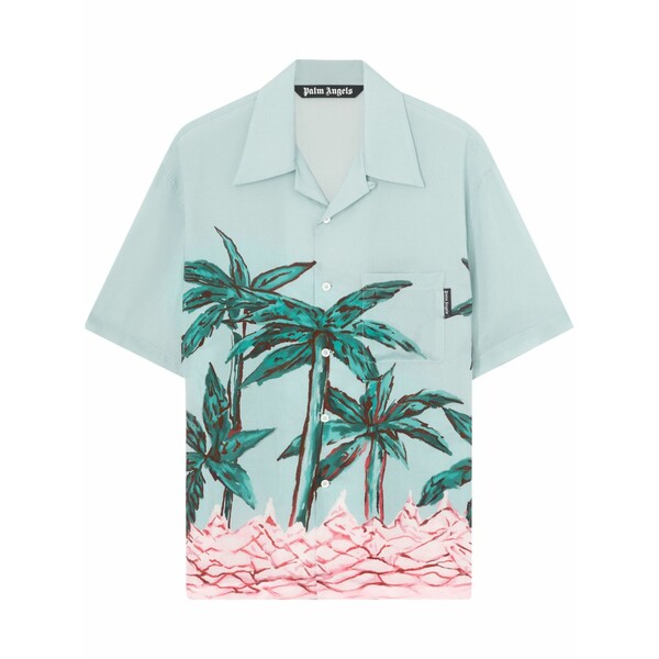 パーム・エンジェルス メンズ プルオーバー トップス Palms row button-up bowling shirt Blue