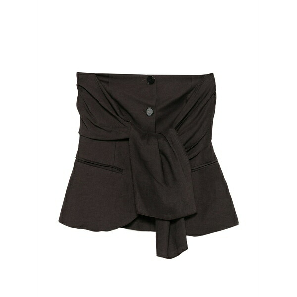 リビアナコンティ レディース カットソー トップス Button tie top Brown