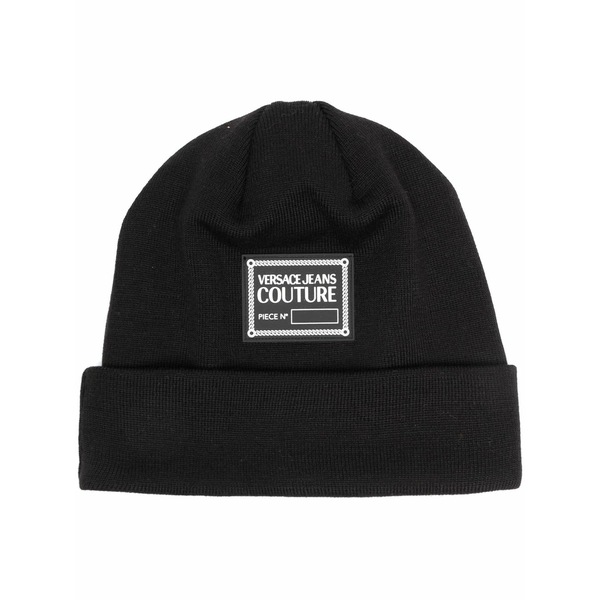 呼びりん探し回る メンズ 鳥打ち帽 付属物 Logo-patch wool-blend beanie Black