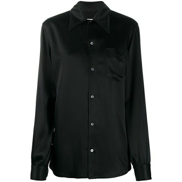マルタンマルジェラ レディース プルオーバー トップス Satin long-sleeve shirt Black
