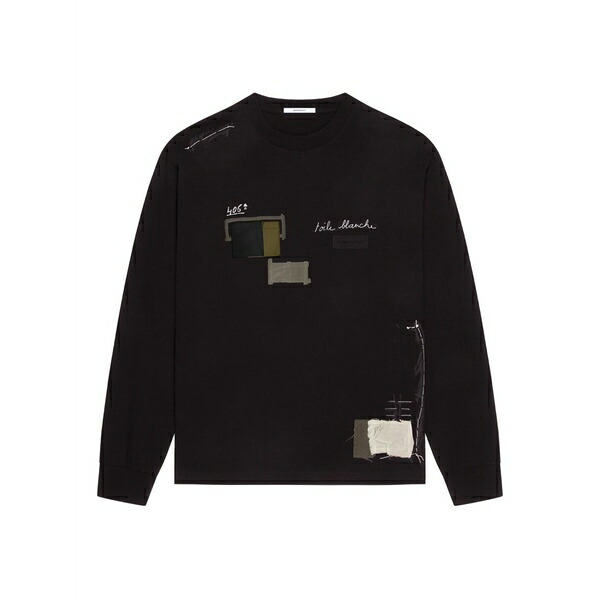 ジバンシー メンズ ティーシャツ トップス Patchwork long-sleeve t-shirt Black