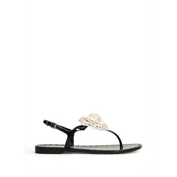 メンギ― レディース サンダル シューズ Afrodite floral-applique slingback sandals Black