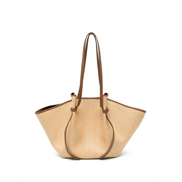 ユゼフィ レディース ショルダーバッグ 御徒面子 Large mochi leather-trim woven tote bag Neutrals