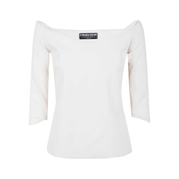 チアラ・ボニ・プティ・ローブ レディース プルオーバー トップス Off-shoulder three-quarter sleeve top White