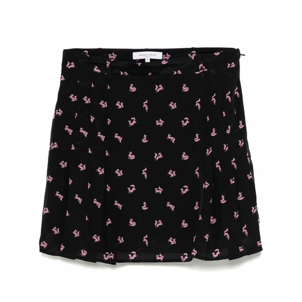 住み家 稲荷 レディース スコート ボトムス Pleated mini skirt Black