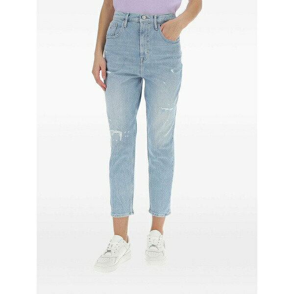 トミー ヒルフィガー レディース ジーンズズボン下 ボトムス Cropped straight-leg trousers Blue