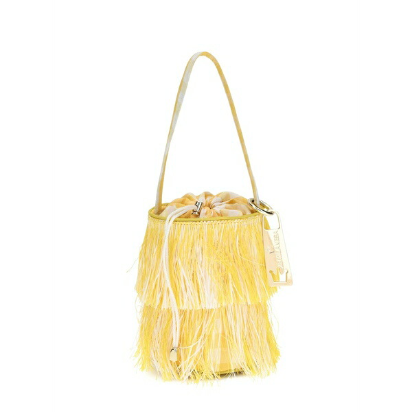 ラ ミラネーザ レディース ショルダーバッグ 御徒面子 Anemone striped fringed tote bag Yellow