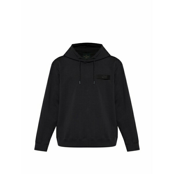 ポールアンドシャーク メンズ パーカー・スウェットシャツ アウター Logo-patch drawstring hoodie Black