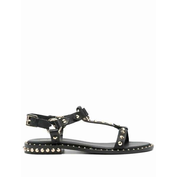 木灰 レディース サンダル シューズ Stud-embellished leather sandals Black