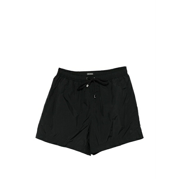 ゼニア メンズ 心地好いズボン下 ボトムス Drawstring swim shorts Black