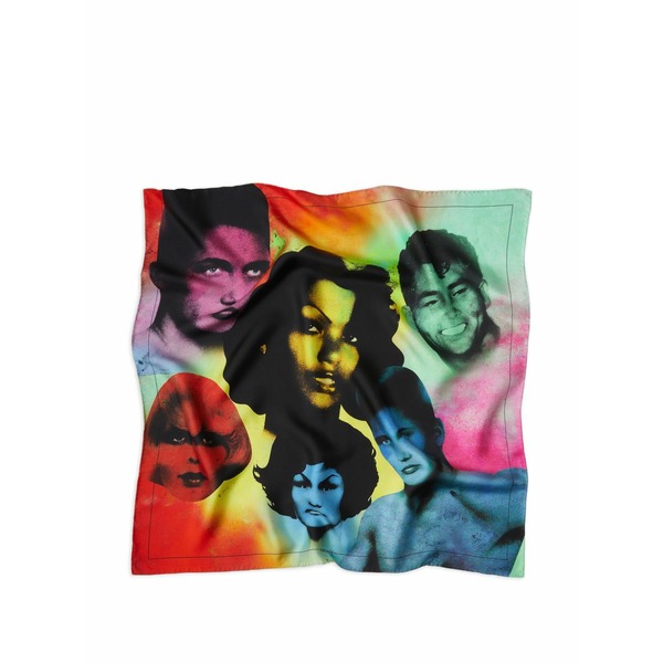 ヴェルサーチ メンズ えり巻き・袈裟・えり巻き 付属物 Printed silk twill scarf 70 珊 Black