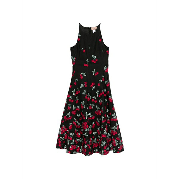 ツイン書き割り レディース 衣裳 トップス Cherry-print long dress Black