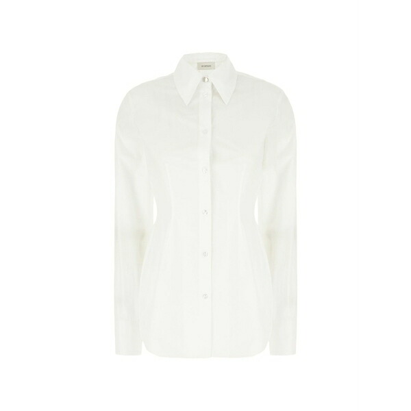 運動競技マックス レディース プルオーバー トップス Piacere darted-waist shirt White