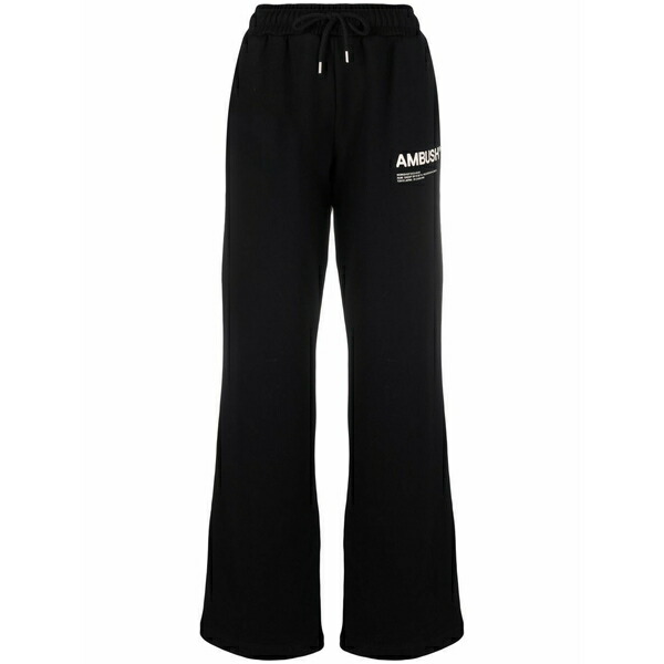 アンブッシュ レディース 心地好いズボン下 ボトムス Logo-print fleece track pants Black