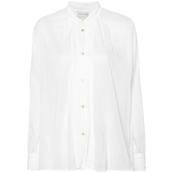 フォルテ フォルテ レディース プルオーバー トップス Sheer cotton-blend shirt White